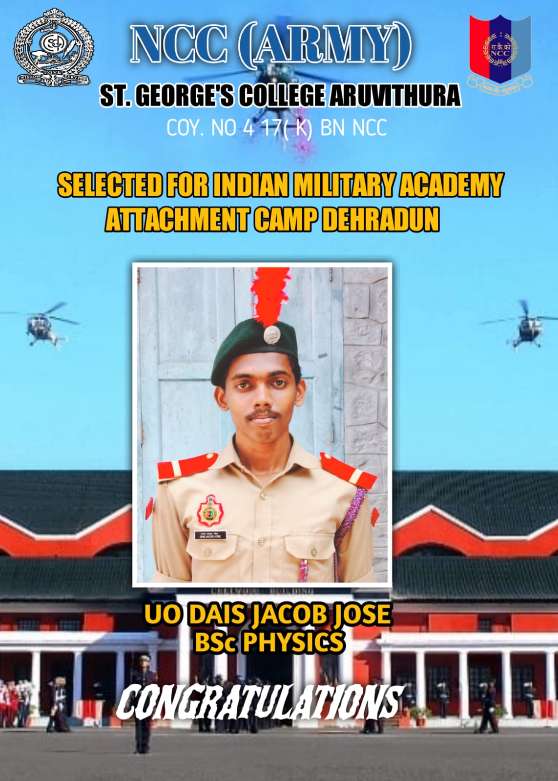 Selected for Indian Military Academy Attachment Camp at Dehradun 